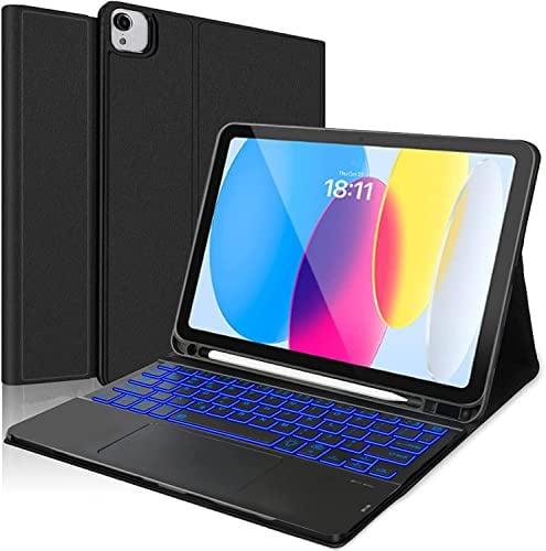 QYiiD Custodia per tastiera touchpad per iPad 11 (A16) 2025 11/10 Generazione 2022 10.9'', trackpad multi-touch, cover posteriore in morbido TPU con tastiera [Italiano] magnetica staccabile