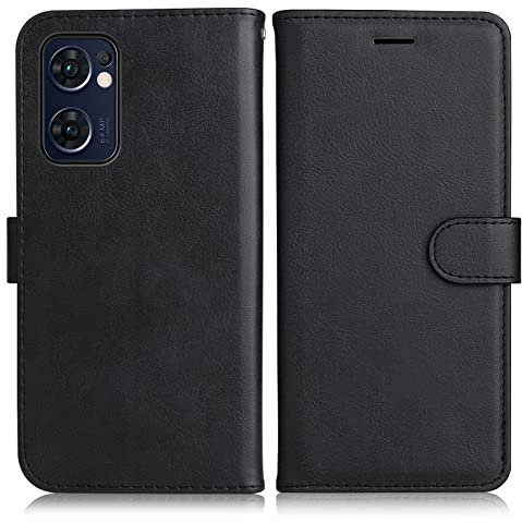 DENDICO Coque pour Oppo Find X5 Lite 5G, PU en Cuir Coque Portefeuille Étui Housse, Design Classique TPU Coque pour Oppo Find X5 Lite 5G, Noir