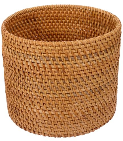 Cabilock Poubelle Pot à Crayons En Osier Panier à Linge Tissé Corbeille à Papier En Osier Pot à Couverts Panier a Linge Pot De Bonsaï Vase Tisser Vignes D'automne Pinceau Cosmétique Bureau