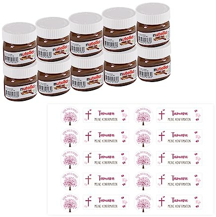 Striefchen® Gastgeschenk zur Taufe/Kommunion/Konfirmation - Nuss-Creme - mit Personalisierung (Rosa)