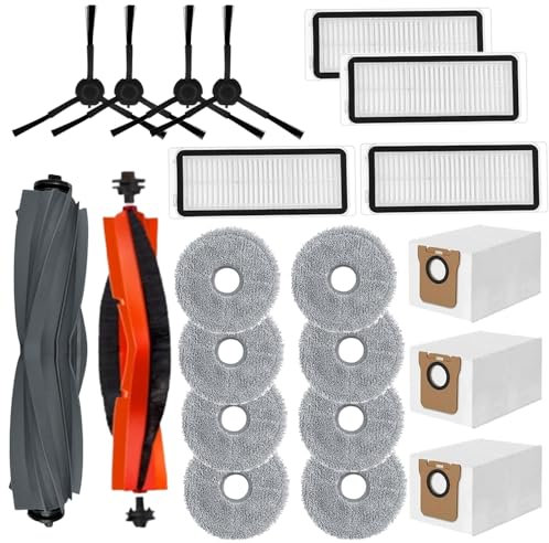 Set di accessori per aspirapolvere per Dreame L20 Ultra / X20 Pro / X20 Pro Plus, 2 spazzole principali, 4 spazzole laterali, 4 filtri HEPA, 8 panni per mocio, 3 sacchetti per la polvere