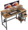 CubiCubi Computer Desk with Drawers, 120 cm Reversible Office Desk with Monitor Stand and Storage Shelves, Work Writing Study Desk Table for Home, Rustic Brown