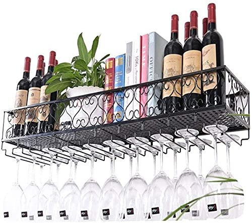 Casier à vin Porte-bouteilles mural Porte-verre à vin suspendu Porte-bouteille de vin vintage Porte-bouteille de vin mural rustique Porte-verres à pied |Étagère murale de stockage Orgsvanizer Rack