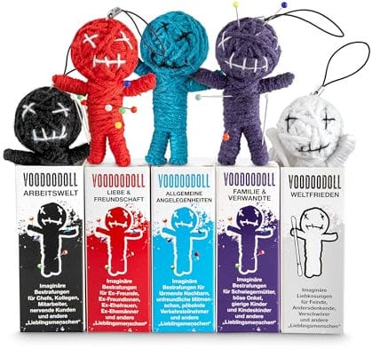 Schöne Güter Voodoo Puppe Mix für alle Angelegenheiten Voodoo Doll to go Voodoo-Doll imaginäre Strafen für Diverse Angelegenheiten und Lieblingsmenschen Geschenk im Karton 5 x PRYM Stecknadel