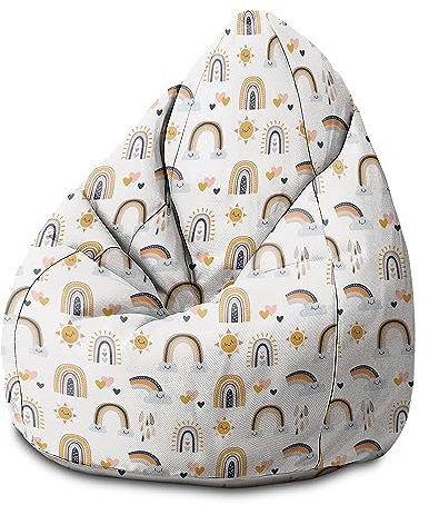 DreamRoots Sitzsack Kinder mit füllung - Bodenkissen - Kinderzimmer 80x80x120cm - Bean Bag - Bubibag - Kindersitzsack - Sitzkissen Boden 1, M/L - Kinder