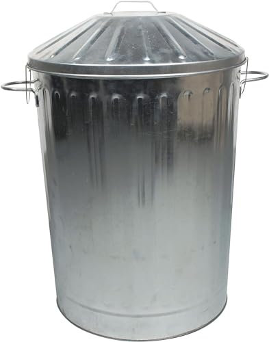 Small Medium Large Extra Large Galvanised Steel Metal Dustbin Kitchen House Garden Storage Unit Bin ([ 90L Metal Bin ])