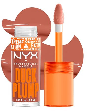 NYX Professional Makeup Laque à Lèvres Repulpante, Couleur Intense, Hautement Pigmentée, Fini Ultra-Brillant, À l'Huile de Gingembre, Vegan, Duck Plump, Teinte : Apri Caught