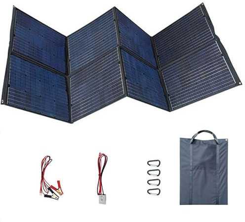 FANYING Panneau Solaire Pliable Portable 350W, avec connecteur, Mousqueton à Pince Crocodile, pour Camping, téléphone, Tablette, générateur Solaire, Centrale électrique,500W