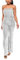 GHAKKE Sexy Bandeau Overalls Mit Glitzer Pailletten Für Damen Elegant Schulterfrei Taille Selbstbindend Weites Bein Hose Cocktail Jumpsuits (Color : Silver, Size : XL)