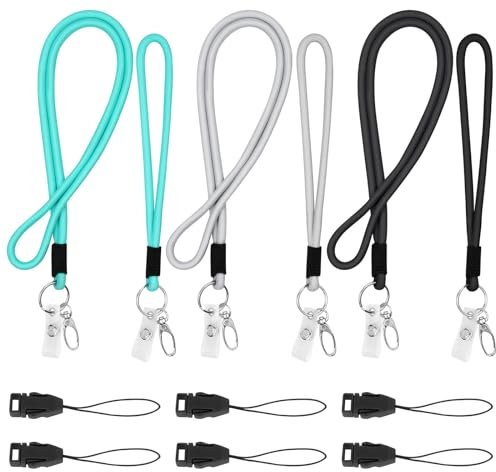 Vicloon Nylon Schlüsselband, 6pcs Schlüsselband Lang und Schlüsselband Kurz, 3 Farben Umhängeband mit Mini Abnehmbare Schnalle, Schlüsselband Set Karabinerhaken Schlüsselbänder Lanyard