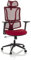 MyBuero Drehstuhl ergonomisch ERGOMY Bürostuhl mit Verstellbarer Lordosenstütze, Kopfstütze, Armlehnen, Netz-Rückenlehne, Stoff Rot