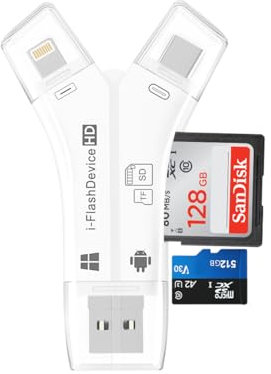 Lecteur de Carte SD pour iPhone Qui lit simultanément Les Deux mémoires SD et TF