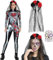 Lady Skull Kostüm, Rose Blume Skelett Overall, Sexy Gruselig Body Damen, Dia de Los Muertos Tattoo, Halloween Tag der Toten Haarreif und Schleier, für Kostümparty, Rollenspiel