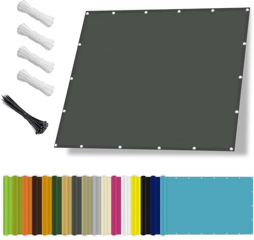 Sonnensegel wasserdicht 1.5x3M,Sonnenschutz- und Wetterschutz-Markise, UV-Schutz Schattiernetz mit Ösen und Kordel für Garten und Terrasse-Dunkelgrau