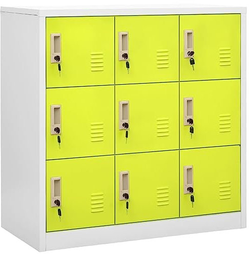Festnight 5 STK Schließfachschrank 6 Fächer Umkleideschrank Schließfach Fächerschrank Klein Spind Schrank Metall Abschließbarer Metallschrank Stahlschrank Schließfächern Metallspind Hellgrau Grün