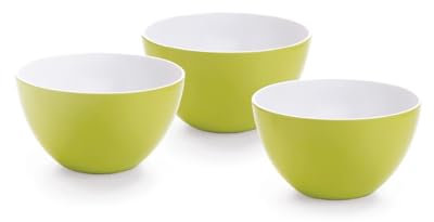 Qdesign - Lot de 3 Coupelles de 12,5 cm en Mélamine - Bols Matériau Neutre et Sain - Récipients de Cuisine Empilables - Idéal pour Accompagnements - Citron Vert