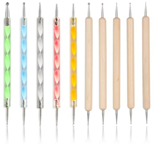 YUUSIKCO Nail Art Design Pintura Pening Kit, 10 Pcs Juego de Herramientas de Punteado para el Arte del Clavo, patrón de grabación en Relieve Accesorios uñas