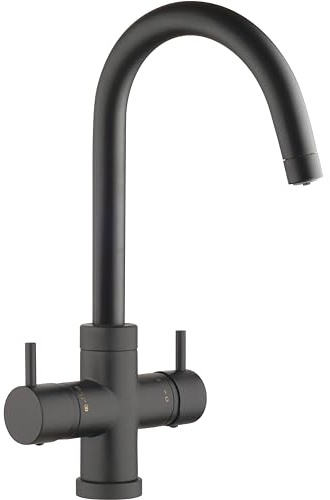 SCHOCK - Miscelatore Aquapura 4 Vie Nero, Doppio Comando per Acqua | Filtrata Naturale e/o Frizzante Fredda, h362mm