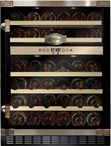 Kaiser K 64750 AD - Nevera para vino (145 L, 46 planos, 2 zonas climáticas, independiente/bajo encimera, 5 estantes de madera extraíbles)