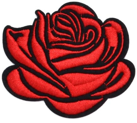 50 parches bordados de 7,4 x 6,4 cm para planchar, para camisetas, vaqueros, reparar el agujero, color rojo