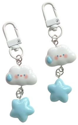 YLCYDLYU Taschenanhänger 1/5Pcs Nette Wolke Blauer Stern Schlüsselanhänger Für Autoschlüssel Zubehör Kawaii Schlüsselanhänger Frauen Handtasche Tasche Anhänger Schlüsselanhänger-Wolke-3Stück
