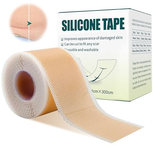Silikonpflaster für Narben, Narbenpflaster aus Silikon, Hautfarben Narbenpflaster reduziert sichtbar Narben, Professionell für Narben durch C-Sektion, Narbenpflege, Silikon-Narbenrolle (4cmx300cm)