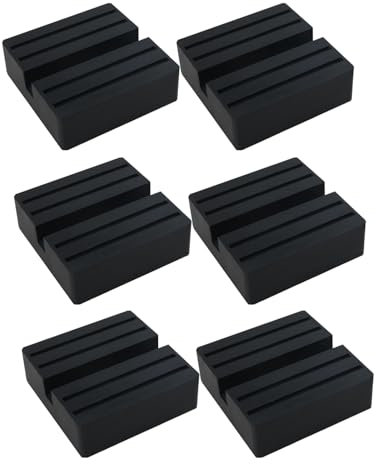 SUKITMISO 6 Stücke Gummiauflage Wagenheber 75x75x25mm, Quadratischer Wagenheber Gummiauflage mit Nut, Universelle Gummiplatte Gummiteller Werkstatt Hebebühne Gummiklotz Für Auto Einstellung
