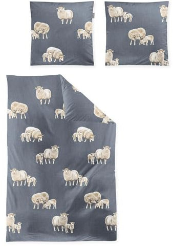 Irisette Feinbiber Bettwäsche Panda 8545 blau 1 Bettbezug 155 x 220 cm + 1 Kissenbezug 80 x 80 cm