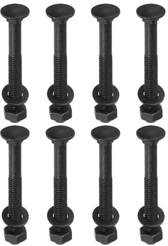 QUARKZMAN Kit de Boulons de Carrosserie M10 x 85mm, 25 Ensembles de Vis à Tête Ronde à Col Carré, Comprenant Rondelles et Écrous - Acier au Carbone Noir Oxydé pour Fixation d'Accessoires