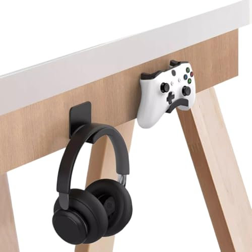 AZURAOKEY Sticky Headphone Stand, Universal Adhesive Headphone Hanger Under Desk Headphone Hook for Desk, Headset Holder Stick On No-Drill Wall Mount Gaming Earphone Bracket Earpiece Clip