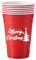 Komonee 6 x Christmas Red Cups 16oz 500ml Wide Rimmed Disposable American Xmas Party Cups USA Adult Novelty Plastic Glass Design 3