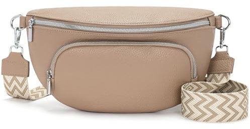 Rorimyth große Bauchtasche Damen Khaki umhängetasche Damen mittelgroß Handtasche Crossbody Bag Veganes Leder