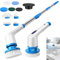 Electric Scrubber Power Cleaning Brush, Cordless Powerful Cleaning Brush for Cleaning Bathroom/Kitchen/Car/Window/Floor/Tile, Adjustable Extension Long Handle and 10 Replaceable Brush Heads, Blue