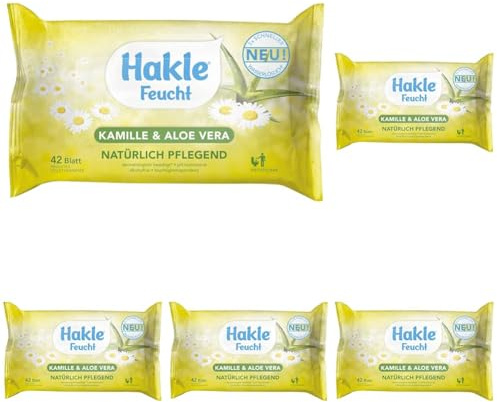 HAKLE 80030 Toilettentücher Kamille und Aloe Vera - feucht, 42 Stück (Packung mit 5)