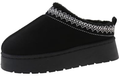 AlHECE Pantofole Donna Stivali da Neve per Le Donne Inverno Cashmere Caldo Spessore Suole Senza Tacco-Coperto Capelli Half Slipper Scarpe di Cotone per Le Donne-Nero-42
