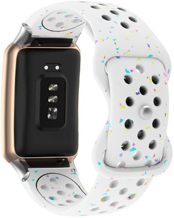 Silikon Armbänder Kompatibel mit OPPO Watch Free Armband, mit Verstellbarer Schnalle Weiches Atmungsaktiv Farbigen Flocken Männer Frauen Sport Ersatzarmband für OPPO Watch Free Uhrenarmband (12)