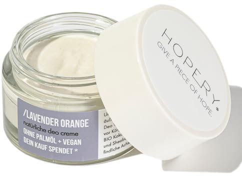 HOPERY Deocreme Lavendel Orange | veganes Deo ohne Aluminium/Alkohol | ohne Palmöl | bis zu 24h zuverlässiger Schutz | lässt sich leicht auftragen | zarter Duft (Lavendel Orange)