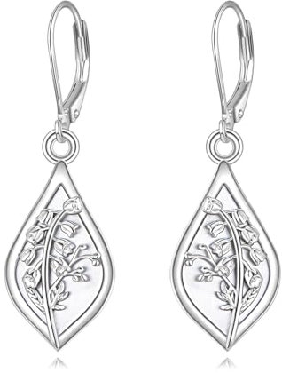 ONEFINITY Lily Of The Valley Earrings 925 Sterling Silver Lily Of The Valley Flower Dangle Earrings Lily Of The Valley Jewelry For Women