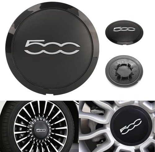Coprimozzo 500 in ABS, 68078419AC, 51884863, 68078421AC, 68078421B Coprimozzo 500 per Aggiornamento Restyling, Accessori 500 di Ricambio Copricerchio (E)