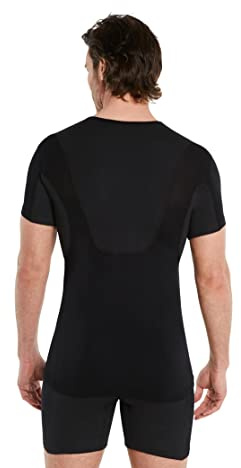 FINN Anti-Schweiß Shirt Herren mit V-Ausschnitt und Rücken-Einsatz – Unterhemd gegen Schwitzen mit Achselpads – 100% Schutz vor Schweißflecken und Geruch schwarz 4XL