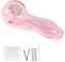 LIVBTS Handcrafted Glass Smoking Pipe,Conical Bowl Heat Resistant,Odourless Includes 10 Filters,Storage Box,Cleaning Brush, and Pipe Scraper Cleaner Set(Pink)