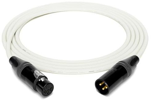 enoaudio Mogami 2534 Quad Professionel Studio Câble microphone symétrique | Neutrik Gold XLR femelle – XLR mâle | HiFi, blanc, 3 m