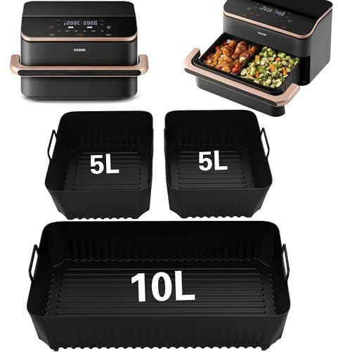 Moule Silicone Air Fryer pour Cosori Air Fryer 10L Twinfry, 3PCS Moule Air Fryer Accessoires, Plat Airfryer Air Fryer Moule pour Airfryer Cosori 10L