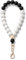 MORSUNBELA Cadena de teléfono móvil corto negro blanco perla correa de teléfono móvil cordón pulsera llavero