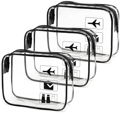 Transparente Kulturbeutel, Flughafen-zugelassen, 20x15x6cm, Reise Kosmetiktasche Durchsichtig mit auslaufsicherem Reißverschluss, Verdickte Kosmetiktasche für Damen & Herren, Reiseutensilien