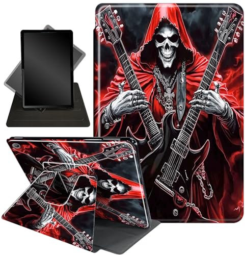 for Amazon Kindle Fire Max 11 Case (13th Generation, 2023 Release) 11,360 Degree Rotating Stand Smart Protective Cover Case for Amazon Fire Max 11 (2023 Release),Skulls Playing Guitar