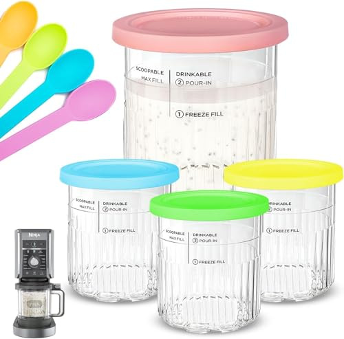 AEYBFGD 4 Stück Container for Ninja Creami Deluxe Pints,Replacement for Ninja Creami Deluxe Pints and Lids,Tubs Accessories for NC500 NC501 Series, BPA-Free 24 oz