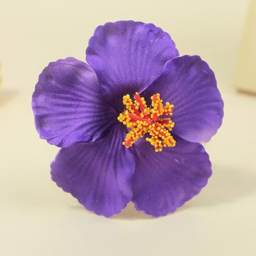Pince à cheveux avec fleurs tropicales artificielles - Style bohème - Pour vacances hawaïennes à la mer - Violet