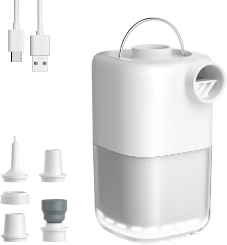 Nori Portable Electric Air Pump 4kPa, 3000mAh Rechargeable Electric Inflator with Camping Lamp, Can Inflate and Deflate, for Inflatable Mattress/Pool Toys/Lifebuoy, Nori