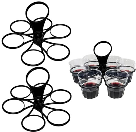 LUMOOM 2 Stück Faltbarer Getränkehalter, zusammenklappbarer Getränketräger für bis zu 12 Cups, Rotierender KaffeeträGer mit Griff, für Festivals Sportveranstaltungen Konzerte (Schwarz)